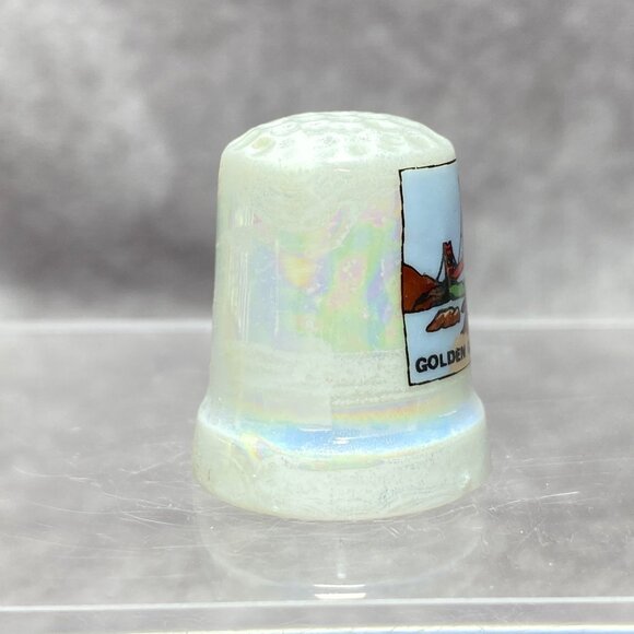 Golden Gate San Francisco Souvenir Ceramic Thimble With Iridescent Finish - Picture 7 of 10